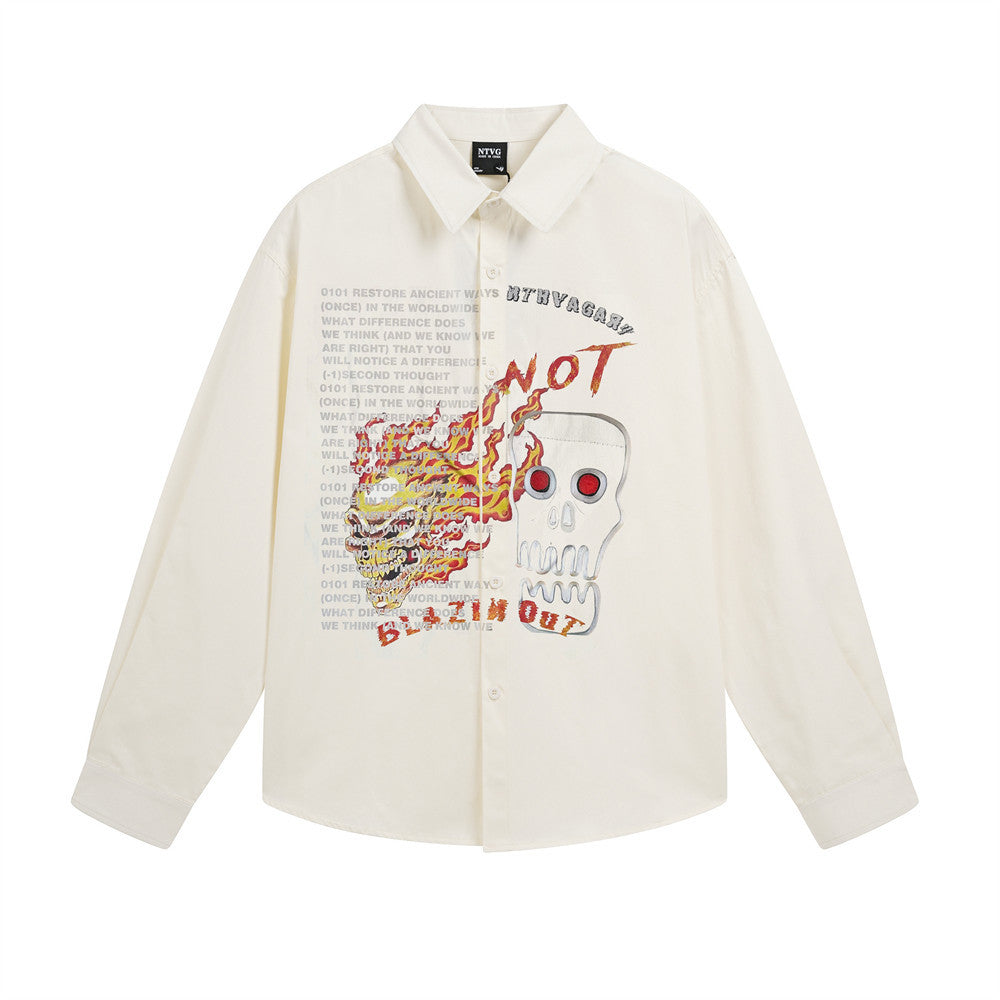 VOIDLINE™ Skull Print Open-Front Shirt