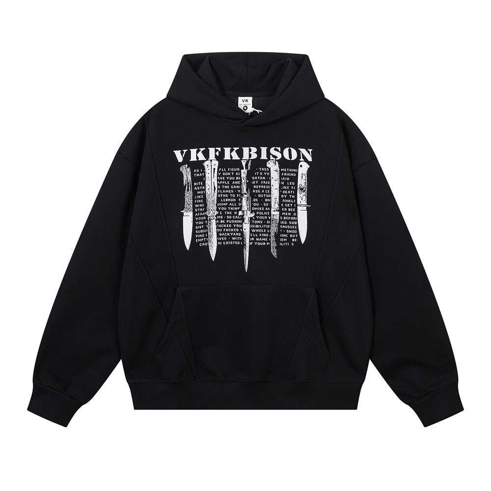VOIDLINE™ Printed Letter Hooded Sweatshirt